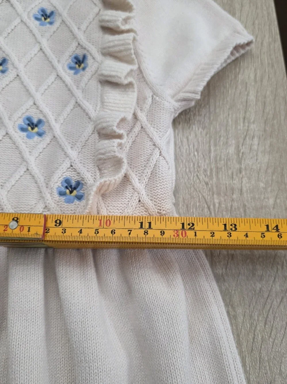 Gymboree Girls Country Charm Cream & Blue Floral Knit Sweater Dress Size 12 NEW
